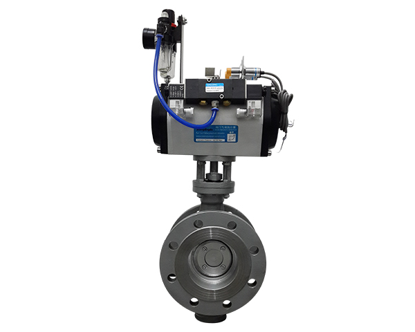 Pneumatic hard seal butterfly valve with flange
